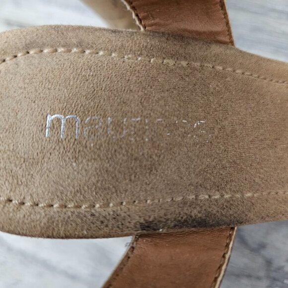 Maurices Baritt Wedge Platform Boho Crochet Sandals Brown And Cream Size 8 - Picture 9 of 11